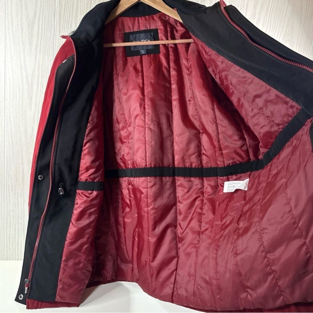 Nautica Women’s Hooded Winter Coat M Red Casual Full Zip Pockets Jacket - Picture 5 of 13